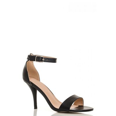 Black polyurethane barely there sandals